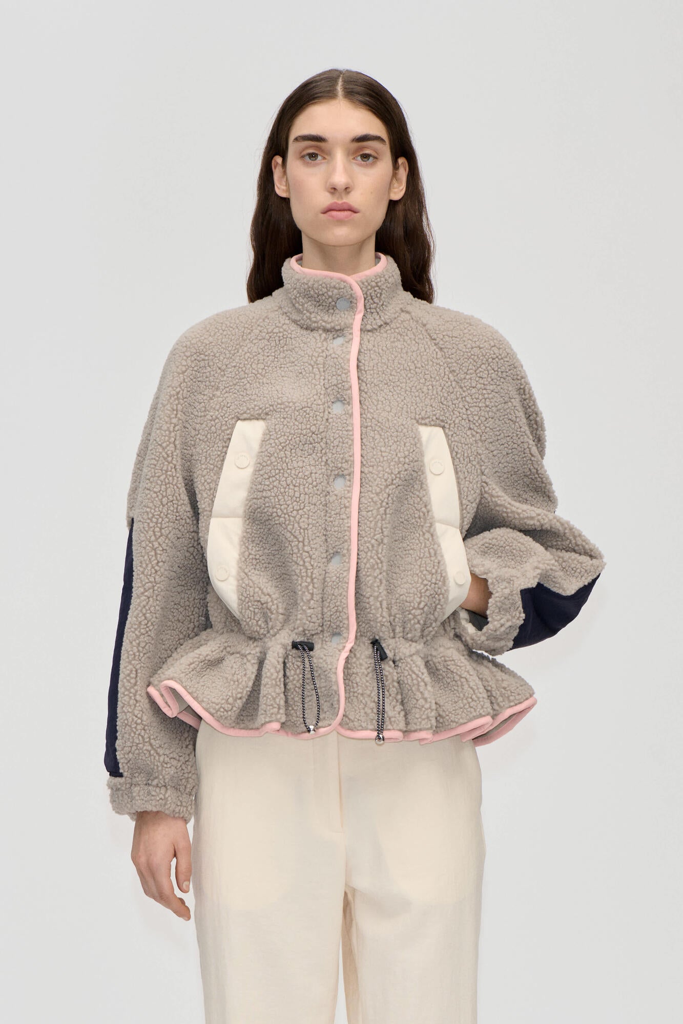 2412 Dropped Shoulder Gathered fleecejakke - Flint Gray